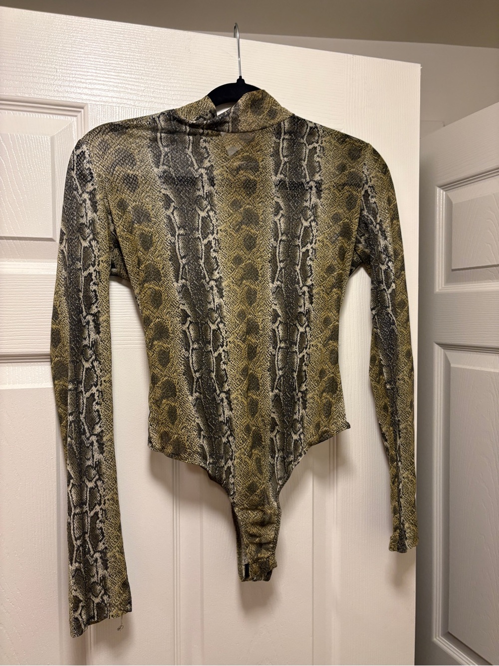 AFRM Snake-Print Long Sleeve Bodysuit - Olive